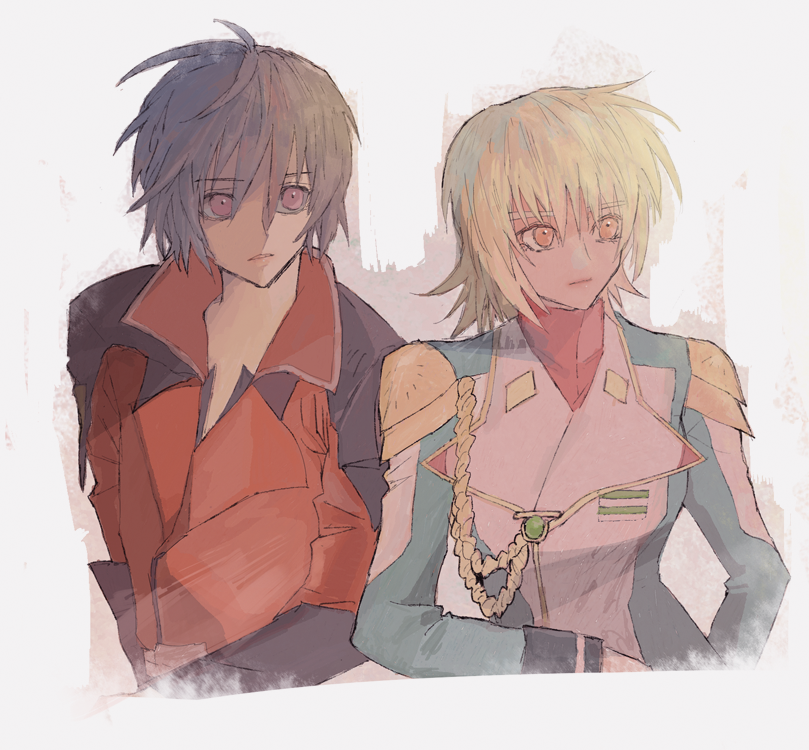 cagalli yula athha and shinn asuka (gundam and 1 more) drawn by she_(morianosu)