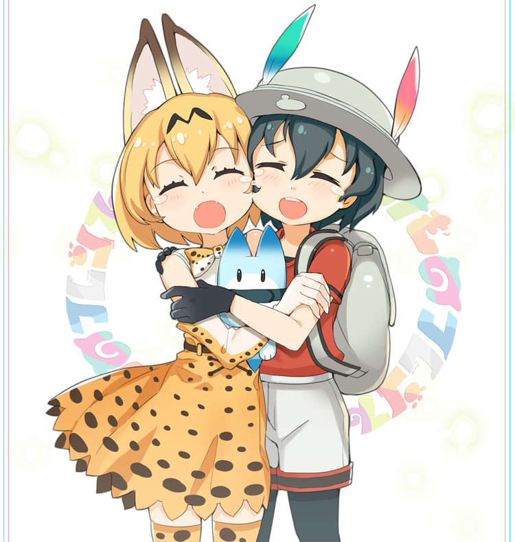 serval, kaban, and lucky beast (kemono friends) drawn by armcho