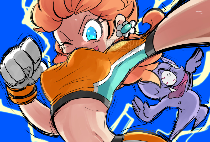 princess daisy, striker daisy, and tatanga (mario and 2 more) drawn by hououji_arashi