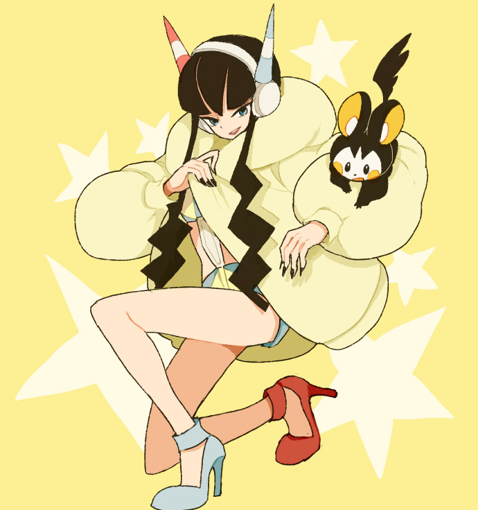 elesa and emolga (pokemon and 1 more) drawn by l_hakase