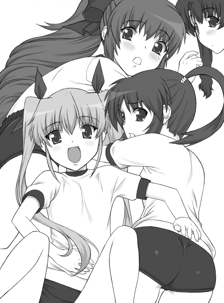 fate testarossa and takamachi nanoha (lyrical nanoha and 1 more) drawn by shichimenchou