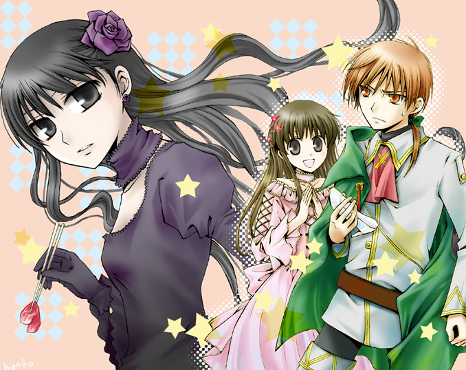 cinderella, honda tohru, sohma kyou, and hanajima saki (fruits basket and 1 more) drawn by hirako