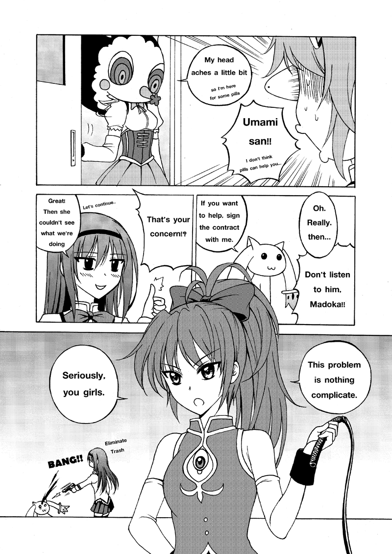 akemi homura, kaname madoka, sakura kyoko, tomoe mami, kyubey, and 1 more (mahou shoujo madoka magica) drawn by kaorihero
