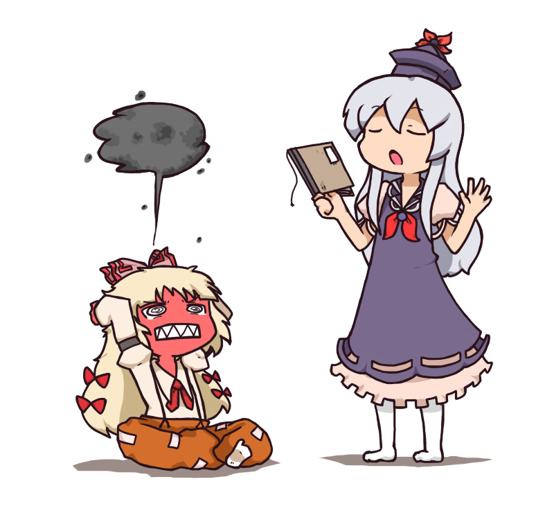 fujiwara no mokou and kamishirasawa keine (touhou) drawn by inishie