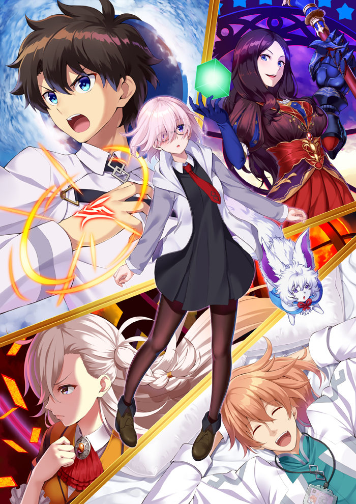 mash kyrielight, fujimaru ritsuka, fou, leonardo da vinci, romani archaman, and 1 more (fate and 2 more) drawn by huyumitsu