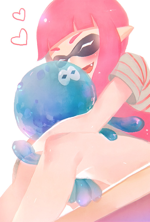 inkling player character, inkling girl, and jellyfish (splatoon and 1 more) drawn by nanai_(771nanai)