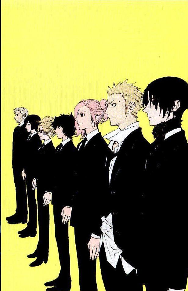 yoite, shimizu raikou, meguro gau, yukimi kazuhiko, amatatsu kazuho, and 2 more (nabari no ou) drawn by kamatani_yuuki