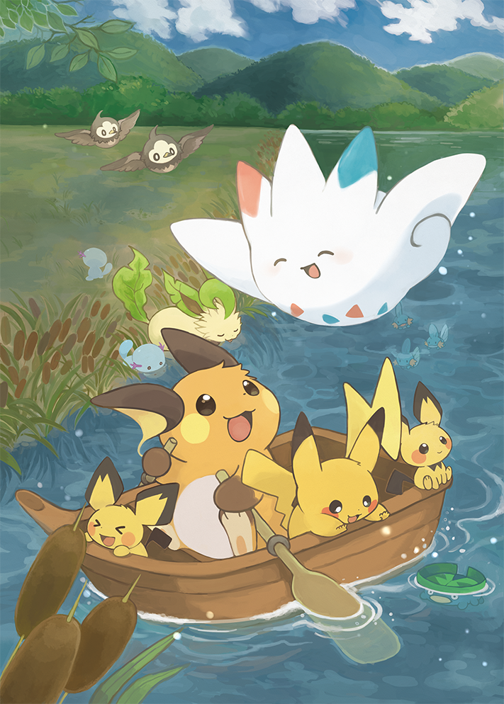 pikachu, leafeon, pichu, mudkip, raichu, and 4 more (pokemon) drawn by konanbo