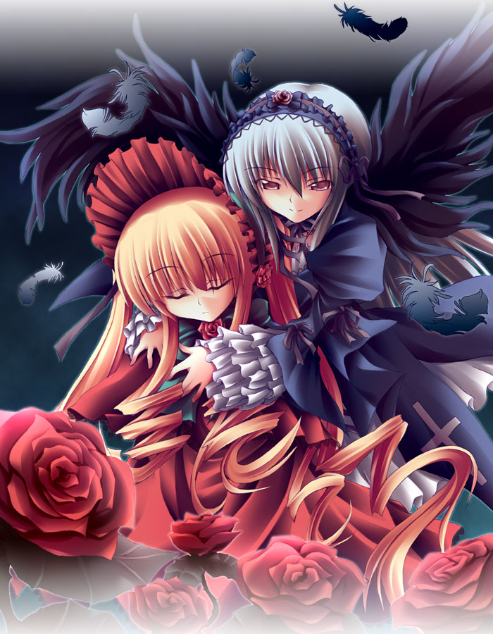 suigintou and shinku (rozen maiden) drawn by fuyuwa_kotatsu