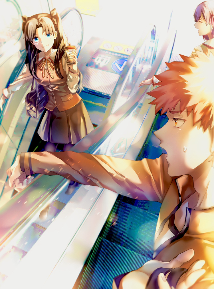 tohsaka rin, emiya shirou, and matou sakura (fate and 1 more) drawn by kuropani_cos
