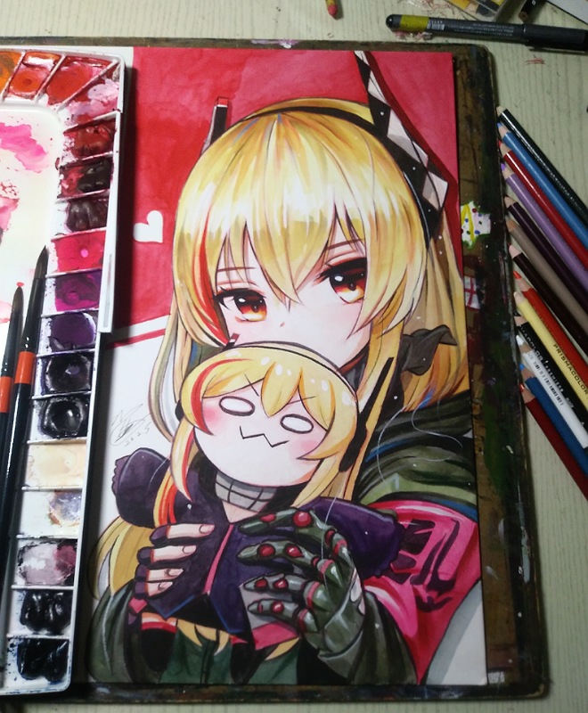 m4 sopmod ii and m4 sopmod ii jr (girls' frontline) drawn by gangbyeon