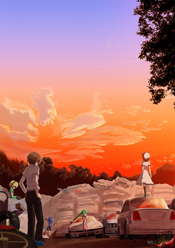 furude rika, ryuuguu rena, houjou satoko, sonozaki mion, and maebara keiichi (higurashi no naku koro ni) drawn by shimotsuki_eight