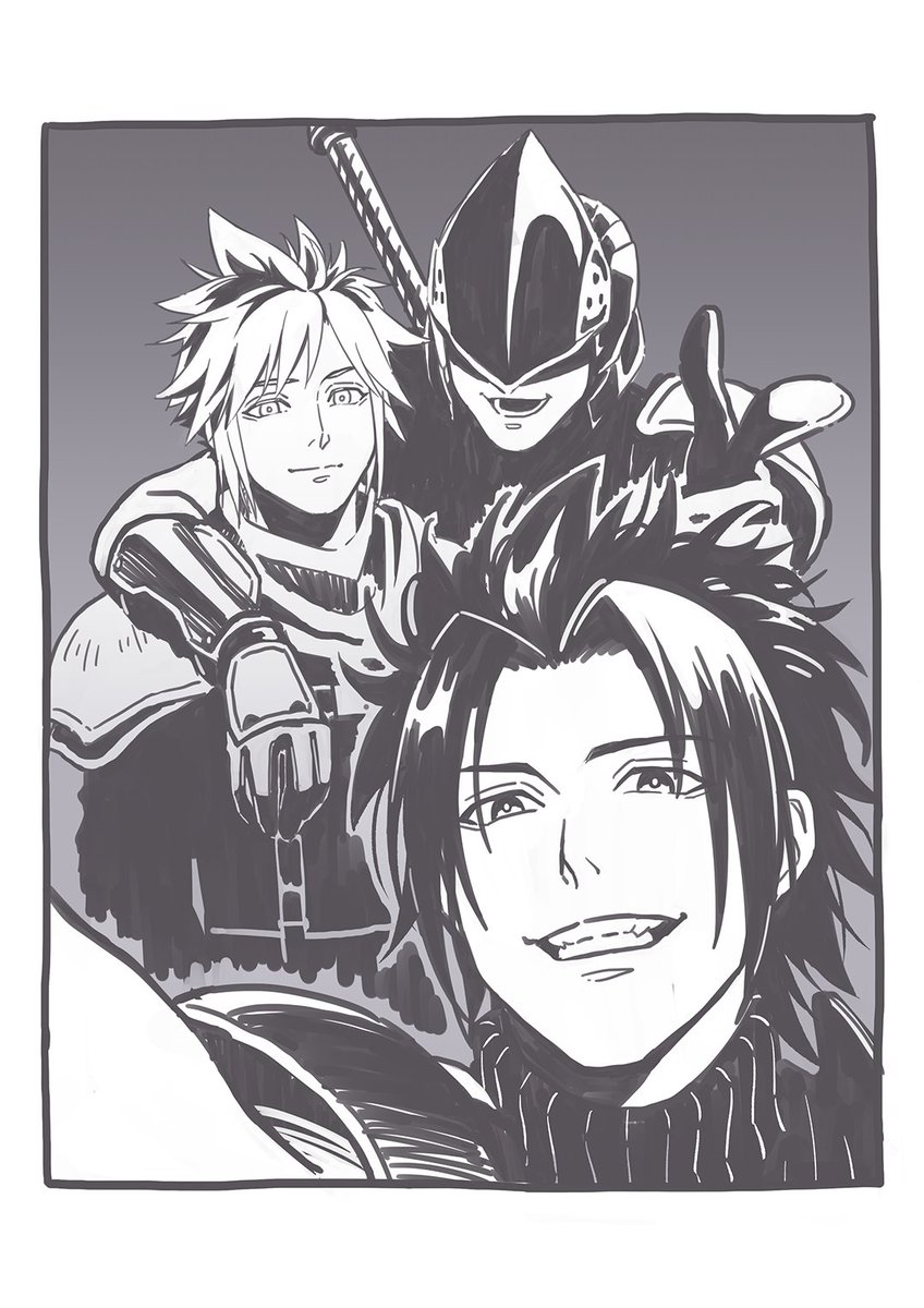 cloud strife, zack fair, and kunsel (final fantasy and 2 more) drawn by ho_fan