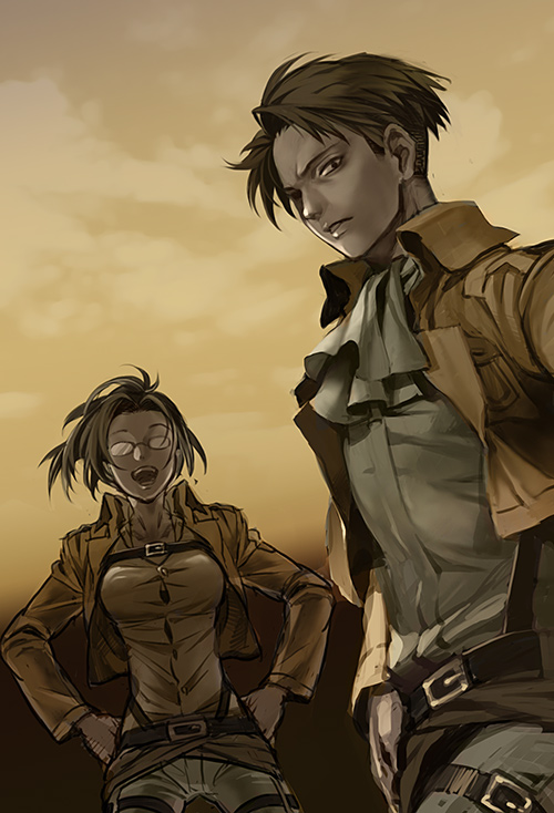 levi and hange zoe (shingeki no kyojin) drawn by mayumio88