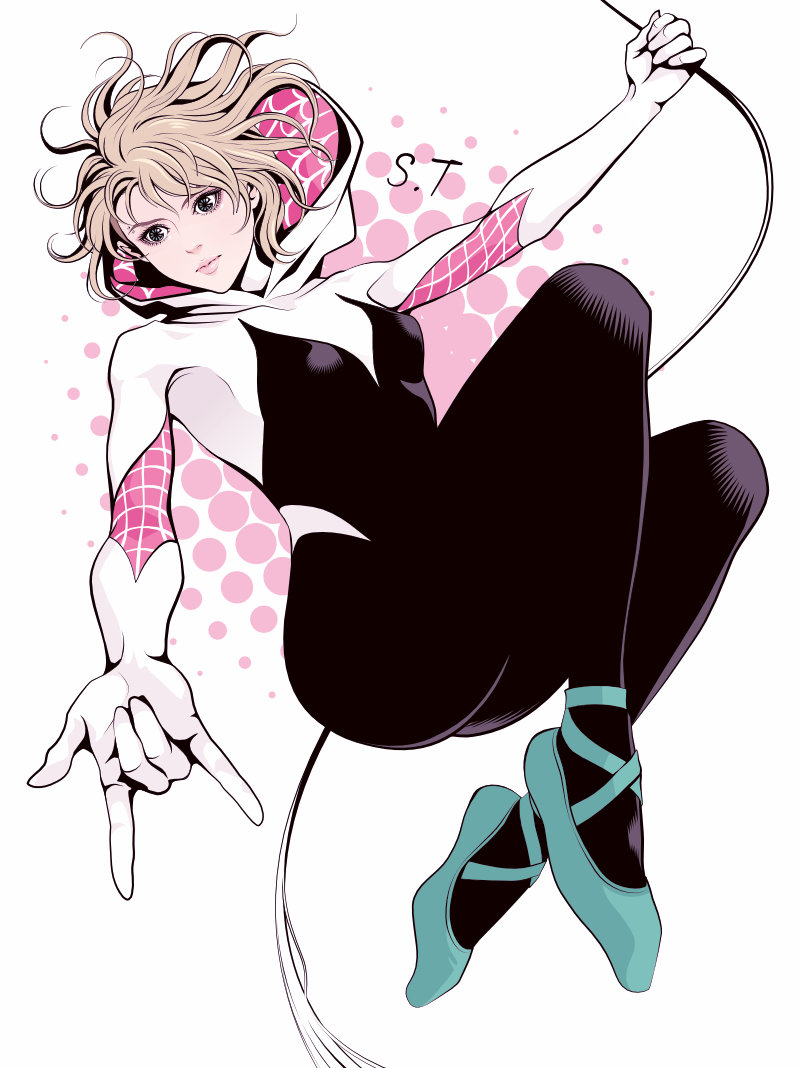 spider-gwen and gwen stacy (marvel and 4 more) drawn by takanashi_shin