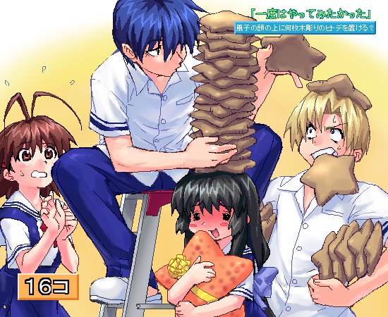 furukawa nagisa, ibuki fuuko, okazaki tomoya, and sunohara youhei (clannad) drawn by zen_(kamuro)