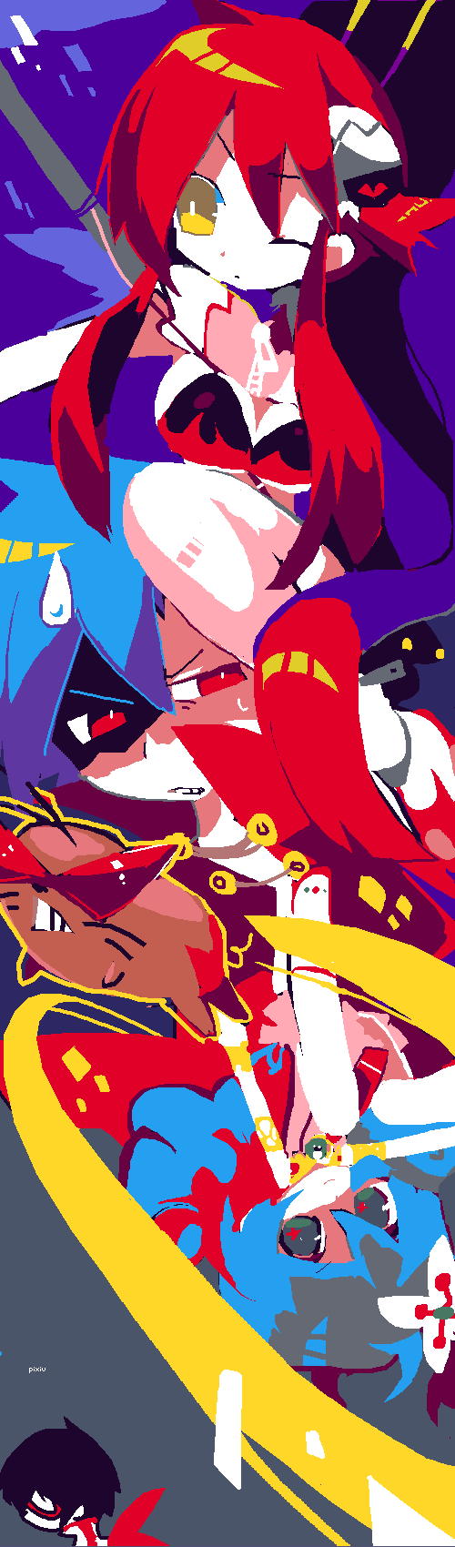 yoko littner, nia teppelin, simon, kamina, and boota (tengen toppa gurren lagann) drawn by inuhito