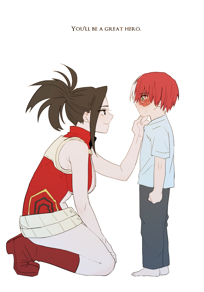 todoroki shoto and yaoyorozu momo (boku no hero academia) drawn by saran