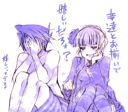 beatrice and ushiromiya battler (umineko no naku koro ni) drawn by suzushiro_kurumi