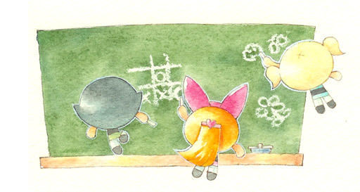 buttercup, blossom, and bubbles (powerpuff girls) drawn by wabiru