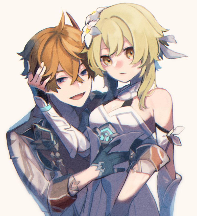 lumine and tartaglia (genshin impact) drawn by kino_(m6t2a)