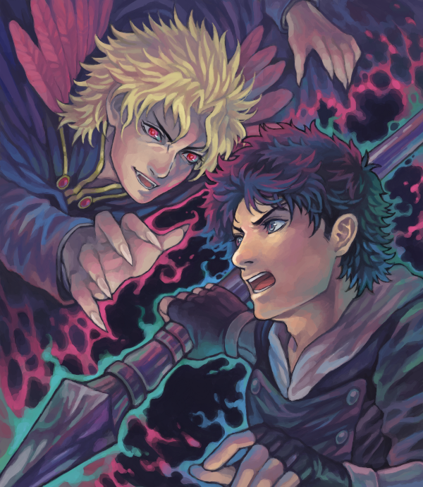 dio brando and jonathan joestar (jojo no kimyou na bouken and 1 more) drawn by yuzure_mon