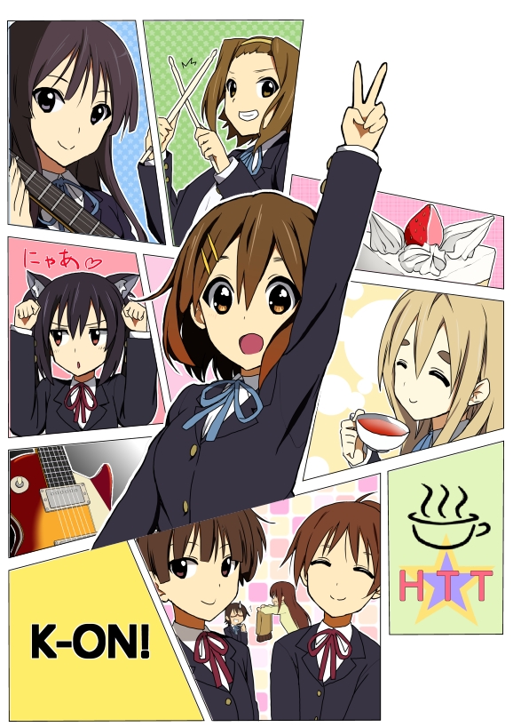 akiyama mio, nakano azusa, hirasawa yui, tainaka ritsu, kotobuki tsumugi, and 4 more (k-on!) drawn by nanakusa_amane