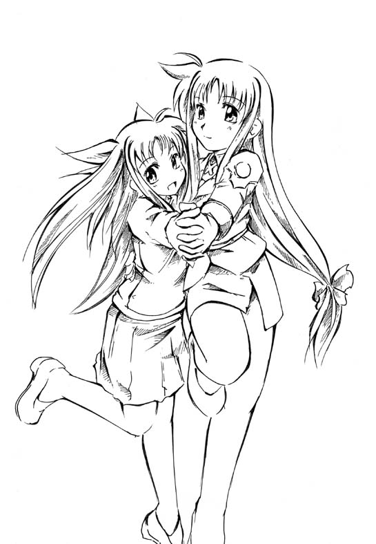 fate testarossa and alicia testarossa (lyrical nanoha and 2 more) drawn by jason_(kaiten_kussaku_kikou)