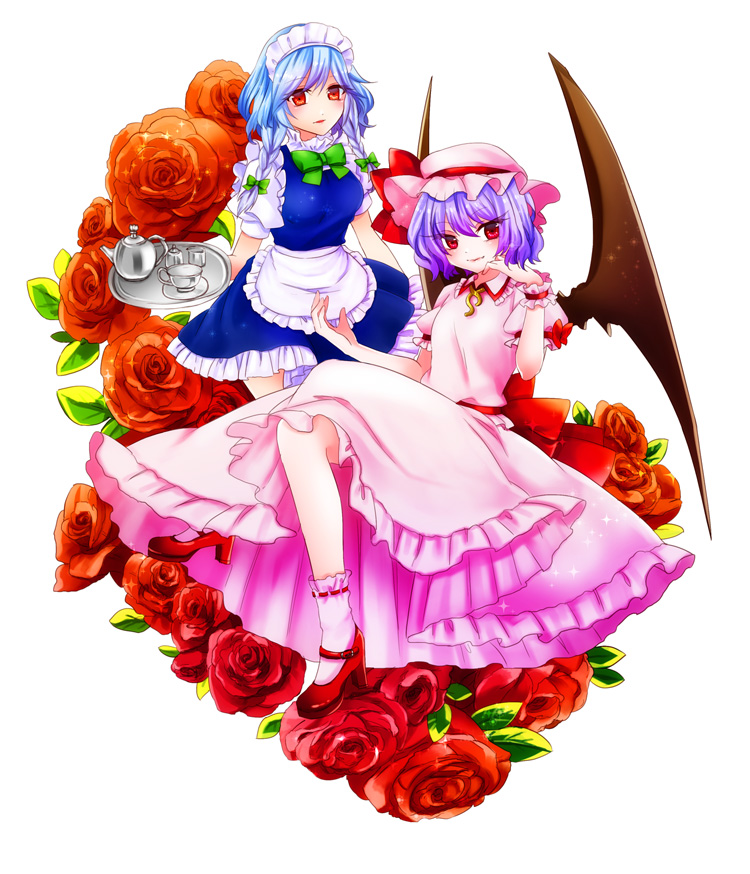 remilia scarlet and izayoi sakuya (touhou) drawn by himeka