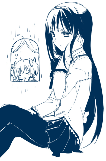 akemi homura and kaname madoka (mahou shoujo madoka magica and 1 more) drawn by yamada_ako