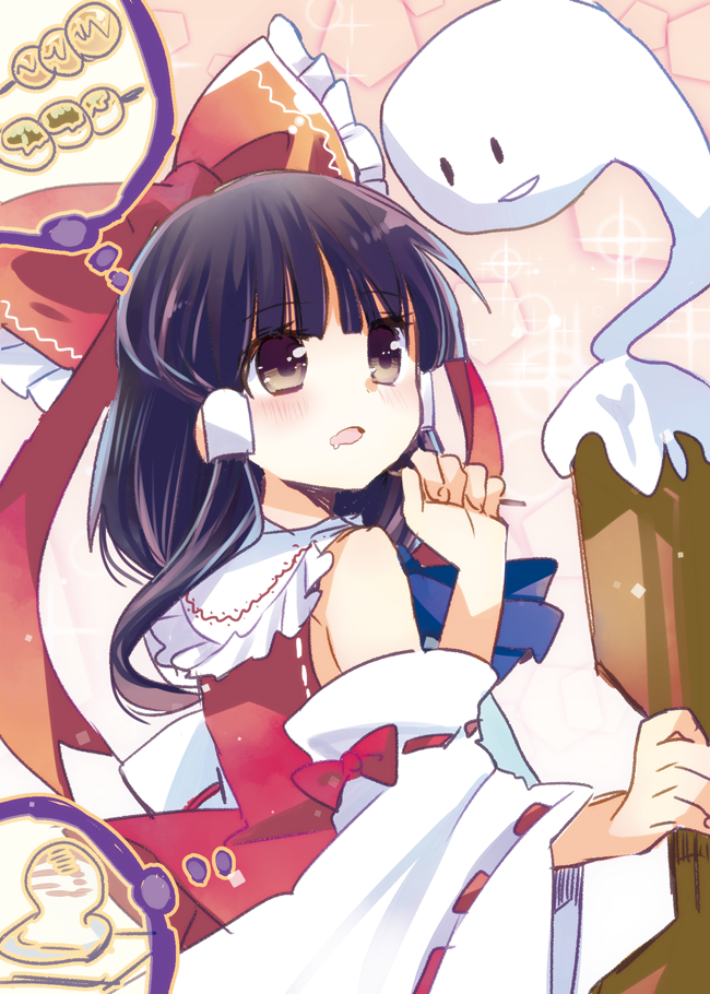 hakurei reimu and mochi (touhou) drawn by oimoto_jirou