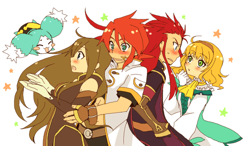tear grants, luke fon fabre, natalia luzu kimlasca lanvaldear, mieu, and asch (tales of and 1 more) drawn by tsuyuka_(sunny_spot)