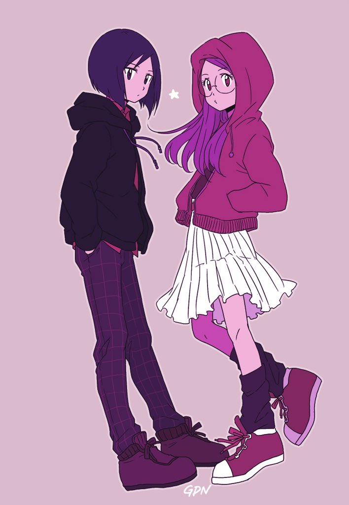 inoue miyako and ichijouji ken (digimon and 1 more) drawn by gdn0522
