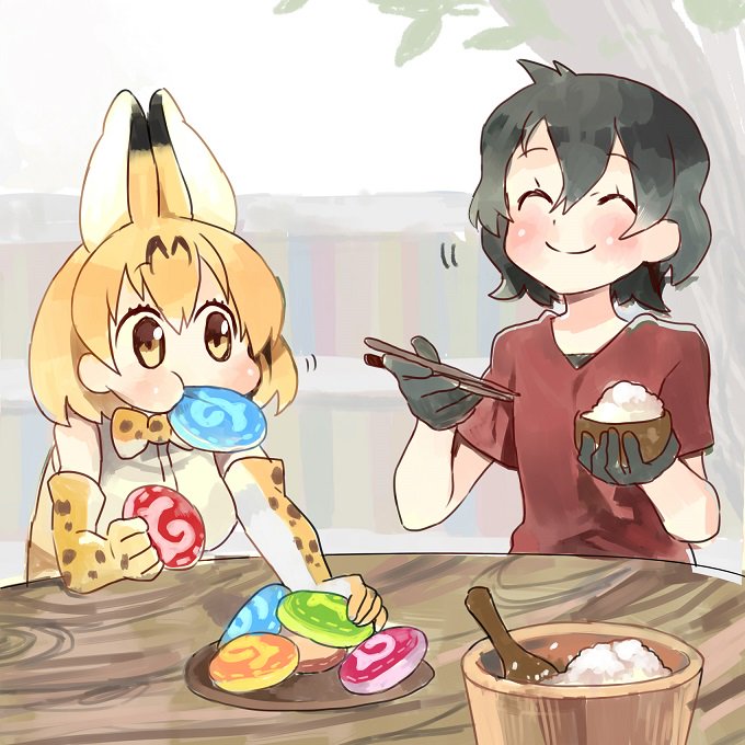 serval and kaban (kemono friends) drawn by wagiyabosa_jirou