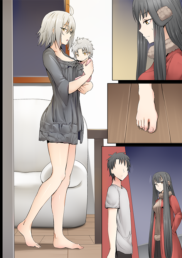 fujimaru ritsuka, jeanne d'arc alter, and semiramis (fate and 1 more) drawn by ginhaha