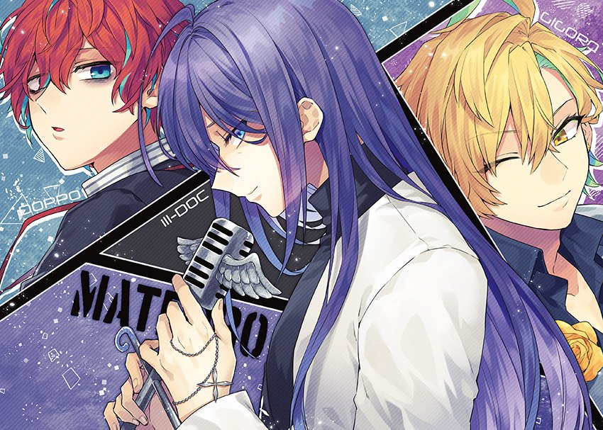 kannonzaka doppo, jinguji jakurai, and izanami hifumi (hypnosis mic) drawn by mono_(miso_kuronowish)