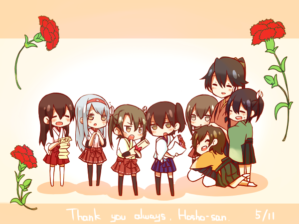 kaga, akagi, zuikaku, houshou, shoukaku, and 3 more (kantai collection) drawn by satoshi_(peso727)