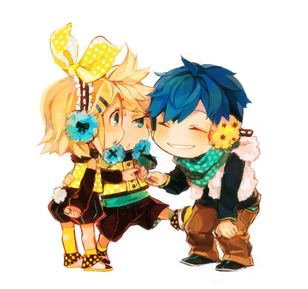 kagamine rin, kagamine len, and kaito (vocaloid) drawn by 8'108