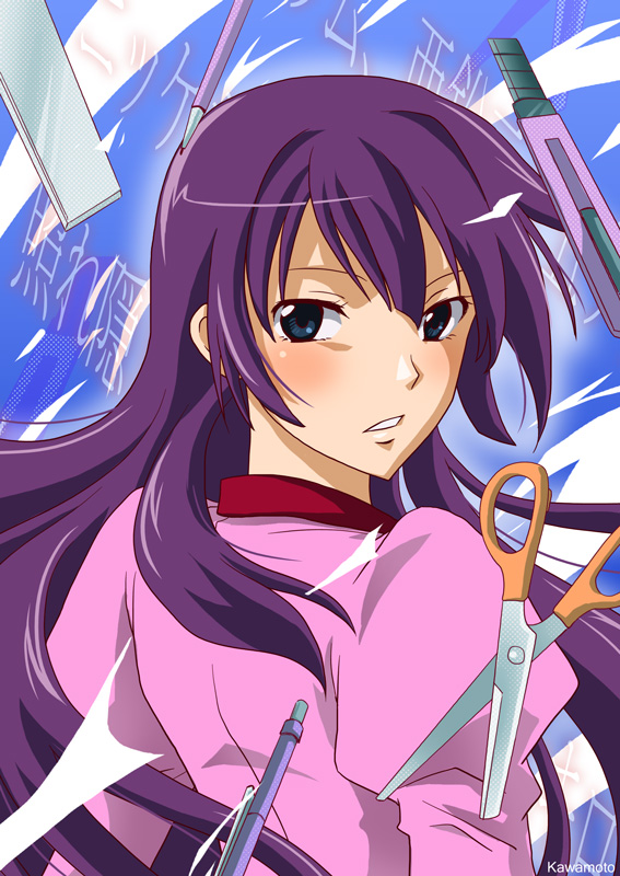 senjougahara hitagi (monogatari and 1 more) drawn by kawamoto_renge