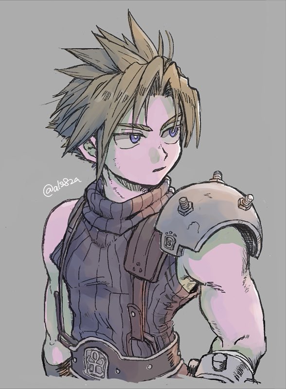 cloud strife (final fantasy and 1 more) drawn by als8za
