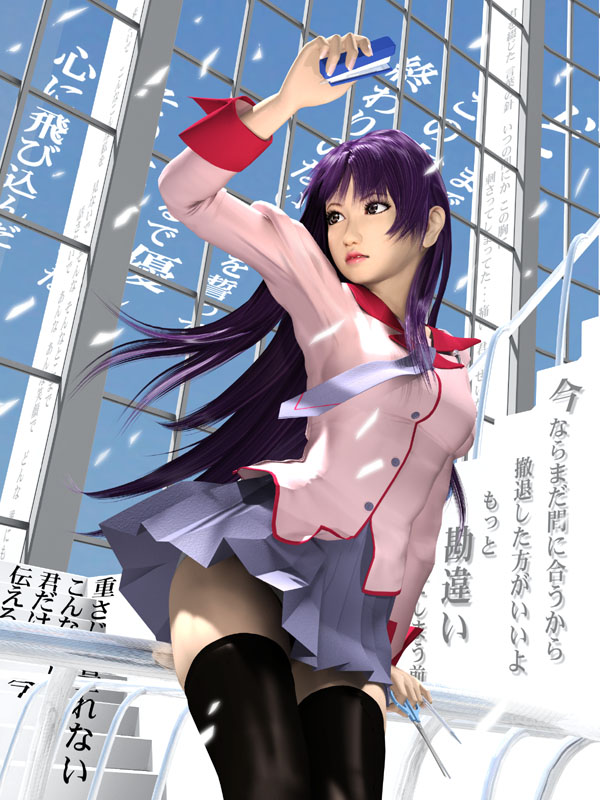 senjougahara hitagi (monogatari and 1 more)