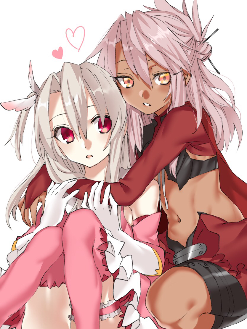 illyasviel von einzbern, chloe von einzbern, and prisma illya (fate and 1 more) drawn by ameman