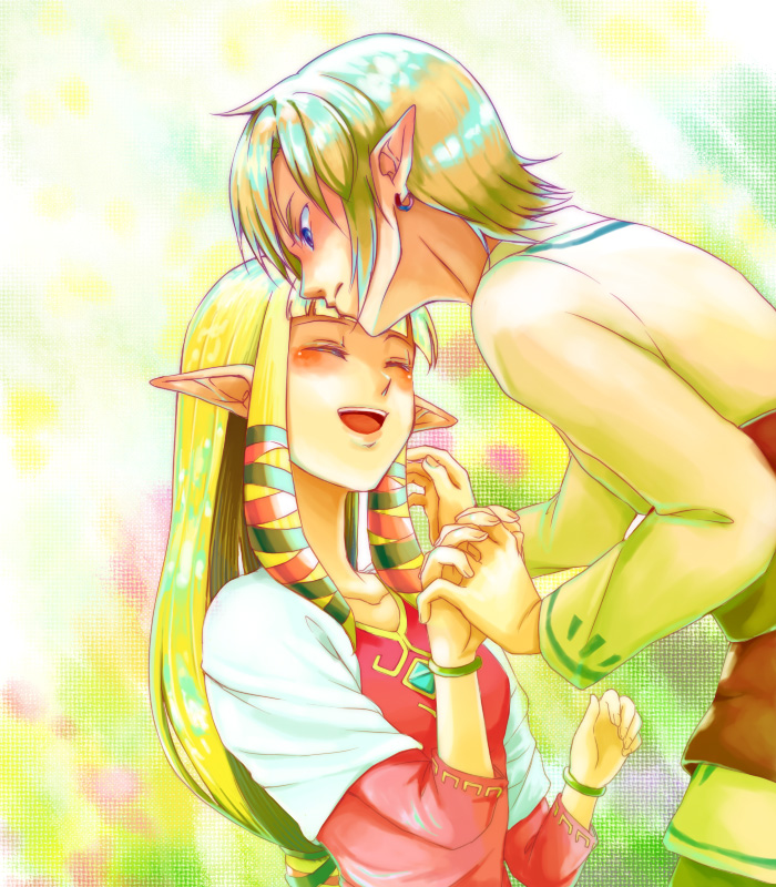 link and princess zelda (the legend of zelda and 1 more) drawn by saiba_(henrietta)