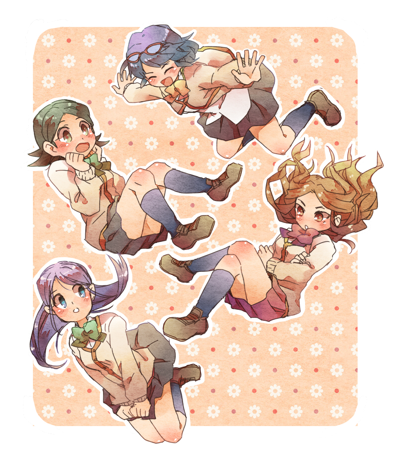 otonashi haruna, raimon natsumi, kudou fuyuka, and kino aki (inazuma eleven) drawn by honey-hopi
