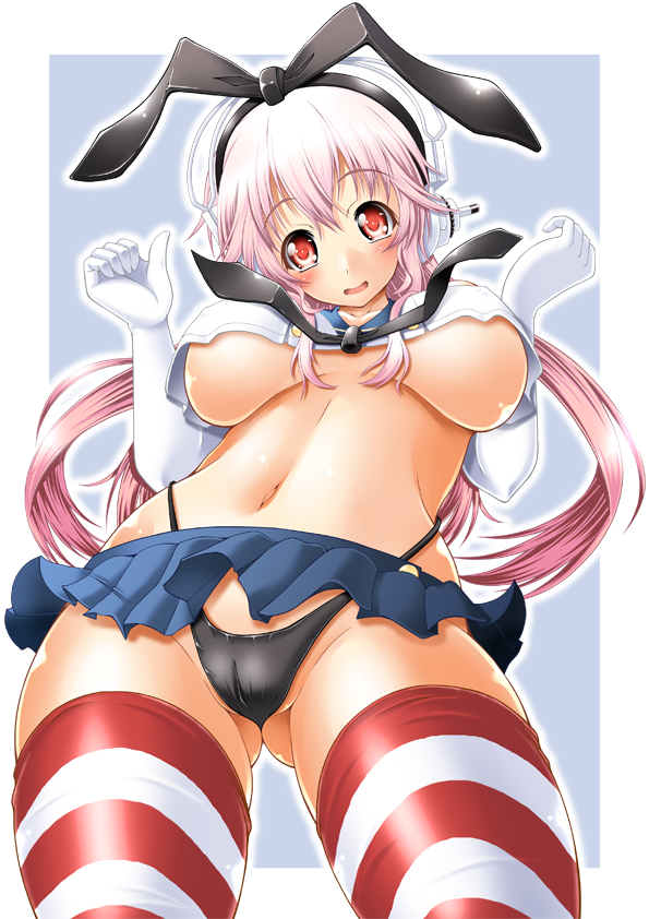 shimakaze and super sonico (kantai collection and 1 more) drawn by tomonaga_kenji