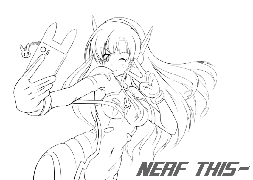 d.va (overwatch and 1 more) drawn by kenmiko