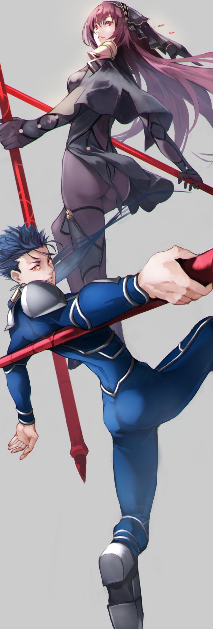 scathach and cu chulainn (fate and 1 more) drawn by yoshio_(55level)