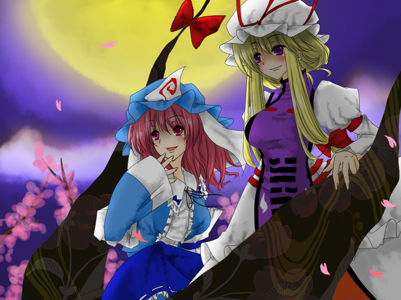 yakumo yukari and saigyouji yuyuko (touhou) drawn by nishino_miyuki
