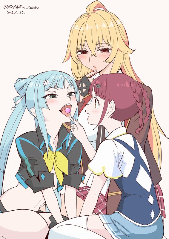 shikishima mirei, tokonome mamori, and sagara momoka (valkyrie drive and 1 more) drawn by ayanero_taicho