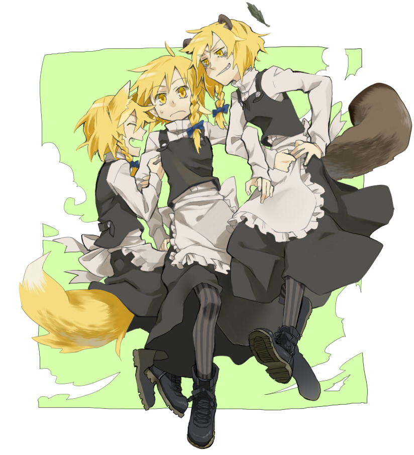 kirisame marisa, youkai fox, and bakedanuki (touhou) drawn by kuroda_(nanchara_flight)